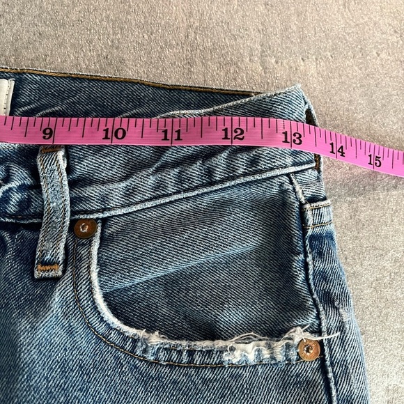 [W24Ins27”]Agolde Feel Good Blue Straight-Leg Button Fly Jeans Distressed Flaw - Picture 10 of 12